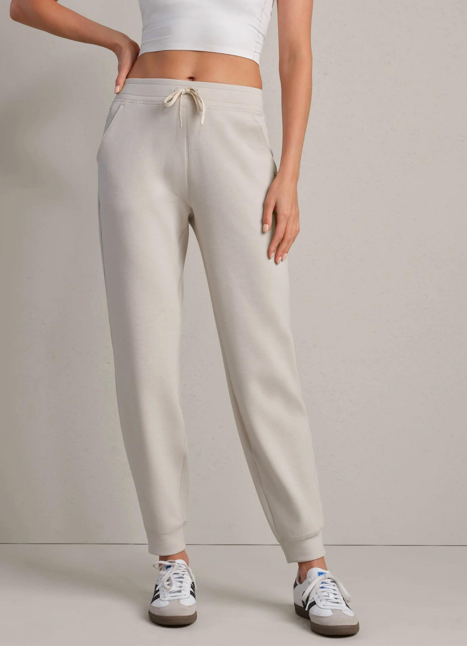 RHONE Dreamglow High-rise Waistband Jogger in sand - women's pants - detail view
