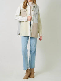 mystree Pieced Together Shacket in latte stone - women's jacket - view 5