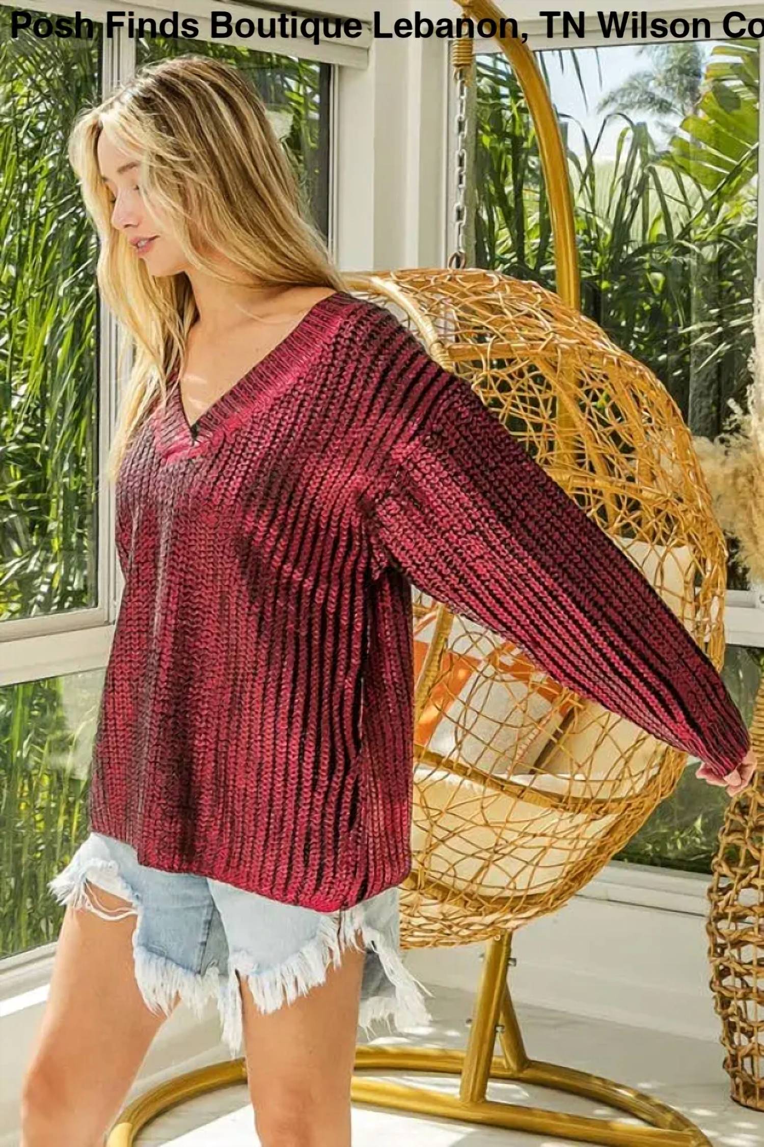 Vanilla Monkey - Women's Knit V Neck Open Sweater