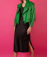 Jessie Liu - Leather Oversized Moto Jacket