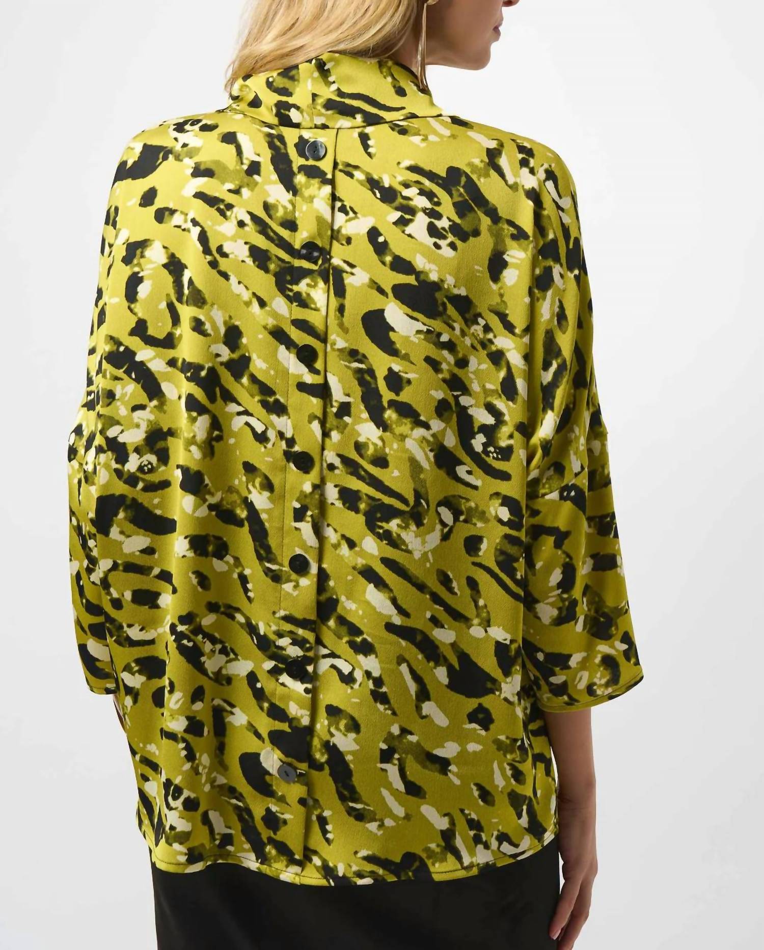 Joseph Ribkoff - Animal Print Cowl Neck 3/4 Sleeves Top
