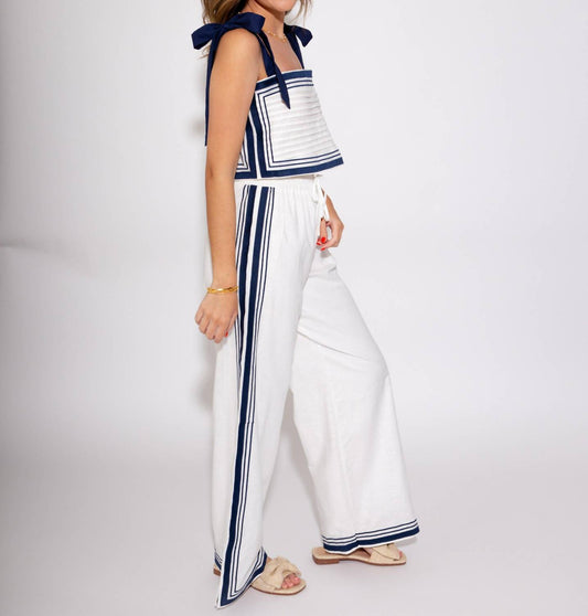 Mable - Sail Away Chevron Two Piece Linen Set