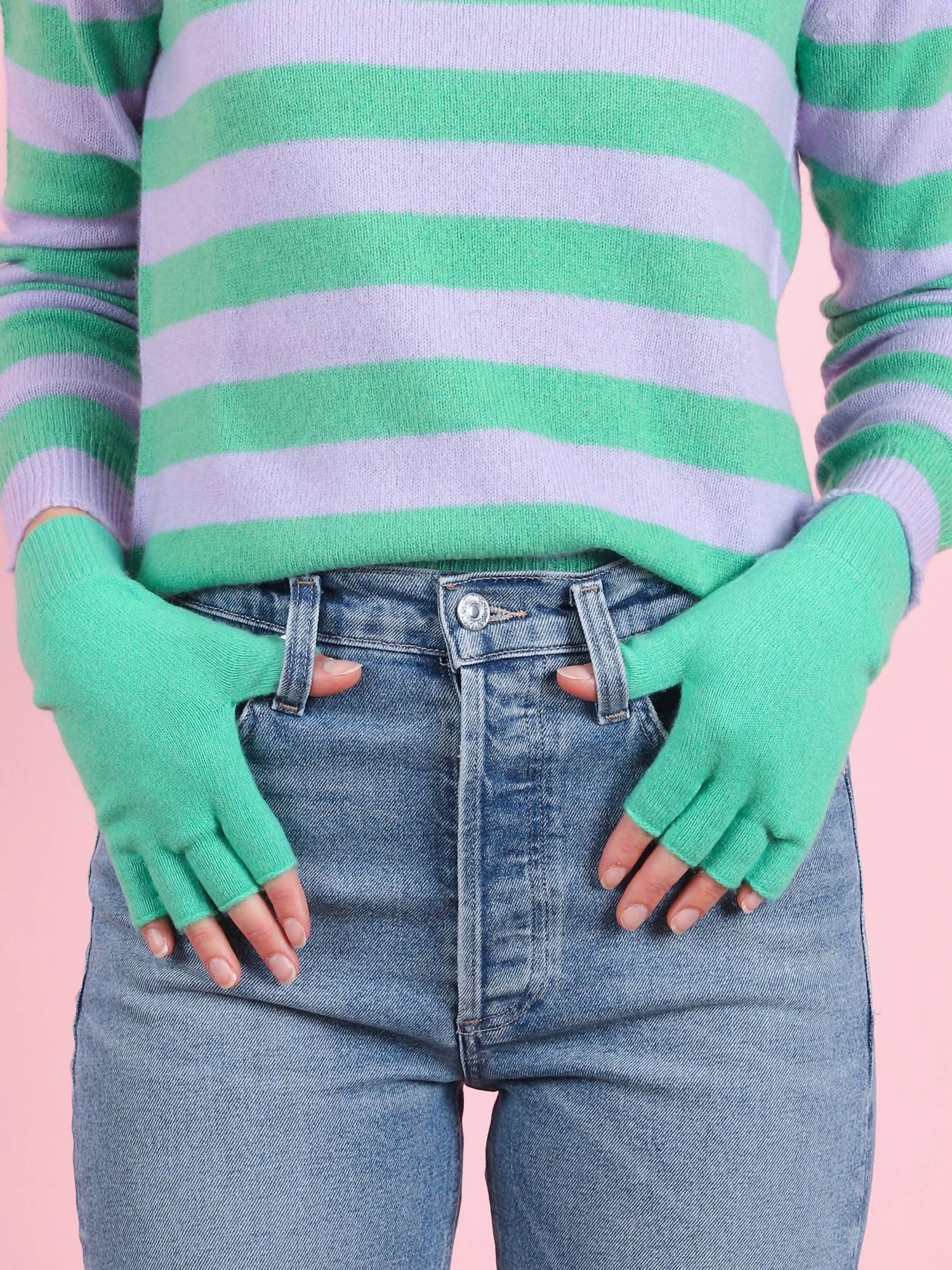 Jumper1234 Women's Fingerless Gloves in green - women's accessory - alternate view