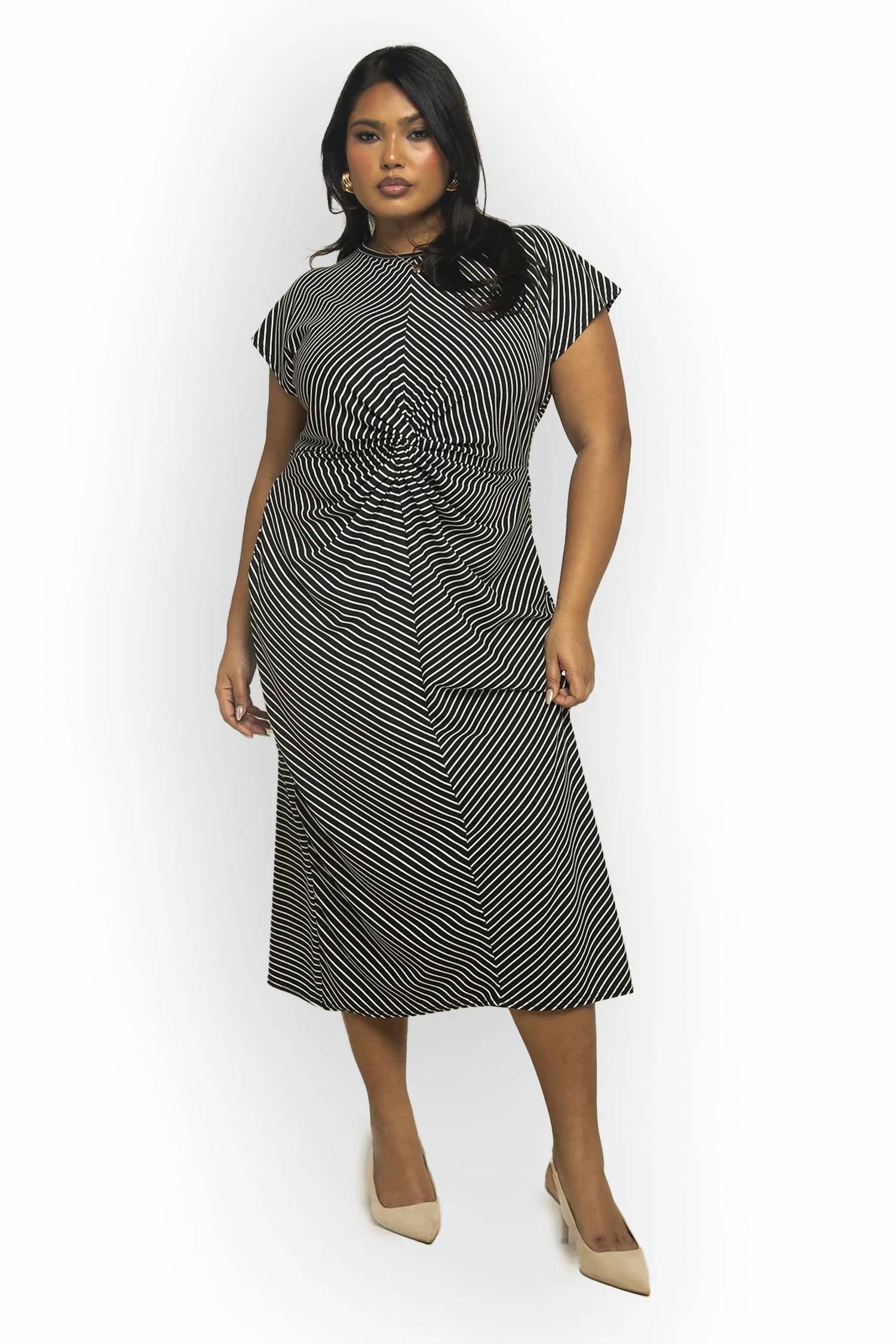 Fashion Szn Curve - Monochrome Print Midi Dress - Plus