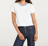Cinq A Sept - Rhinestone Border Shrunken Tee