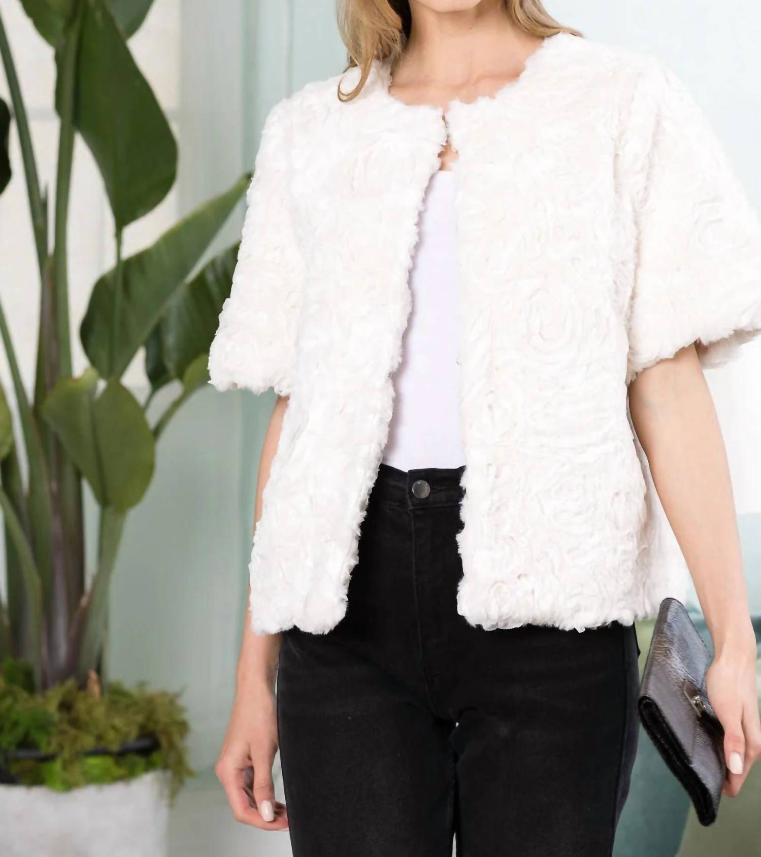 Joh - Jody Faux Fur Flower Swirls Jacket
