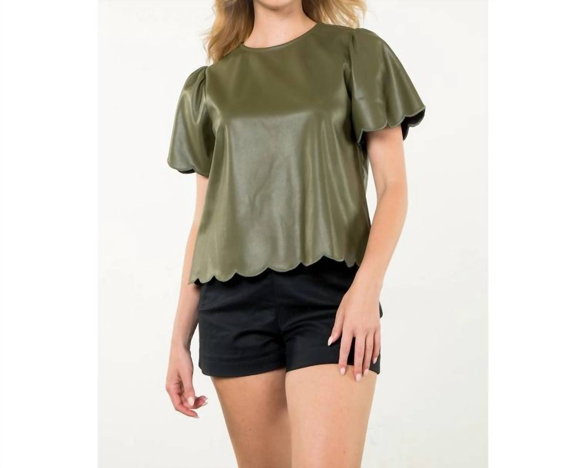 Thml - Short Sleeve Leather-like Top