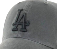 ’47 Men's Los Angeles Dodgers Clean Up Adjustable Cap in charcoal - men's hat - detail view