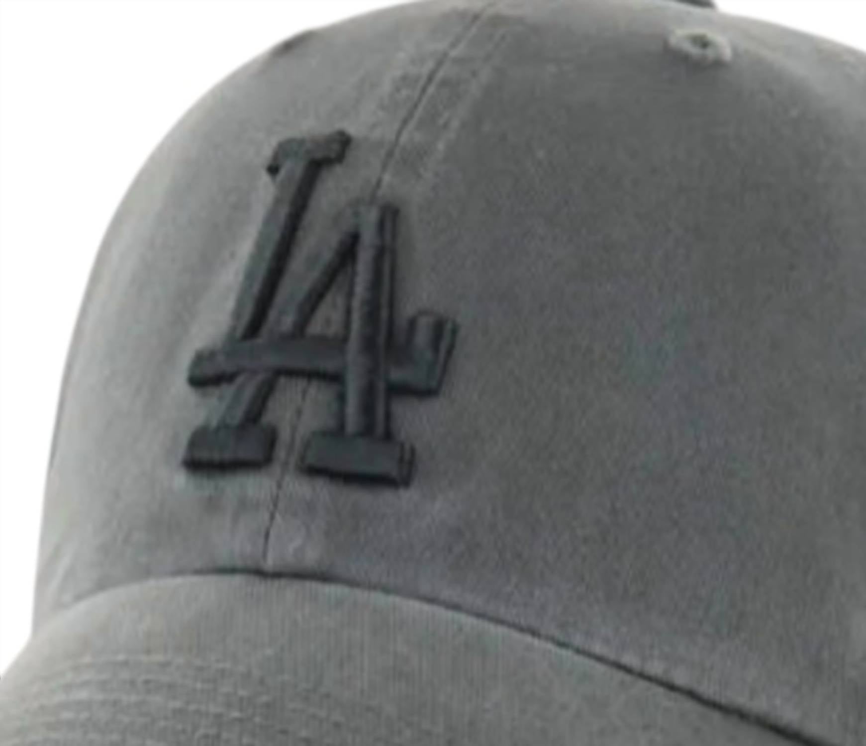 ’47 Men's Los Angeles Dodgers Clean Up Adjustable Cap in charcoal - men's hat - detail view