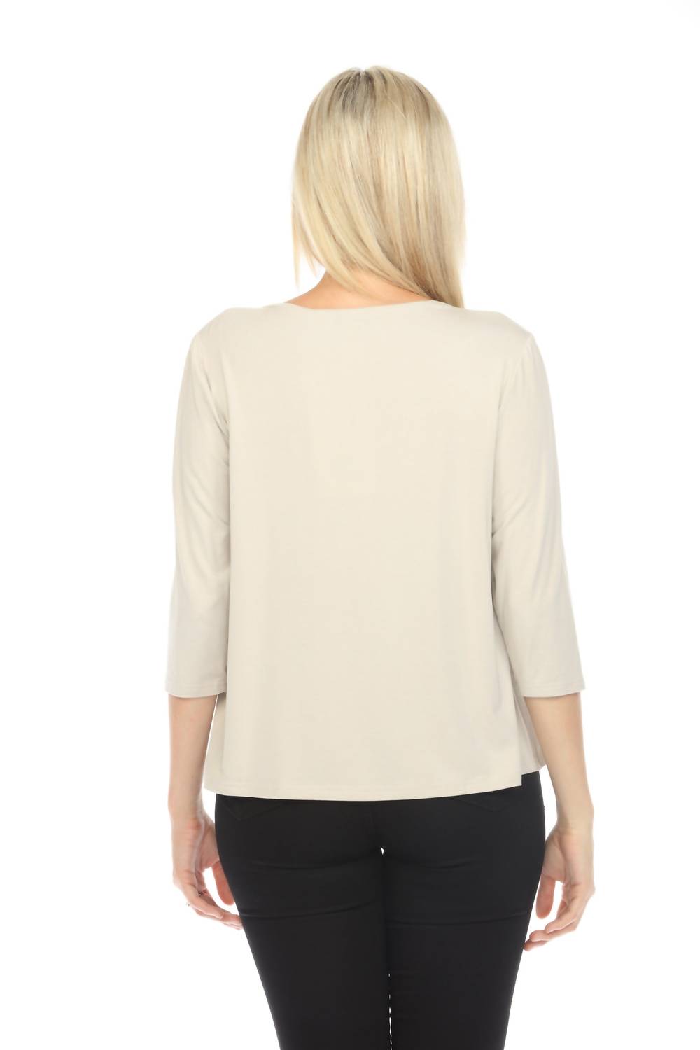 Joseph Ribkoff - V-neck 3/4 Sleeve T-shirt Top