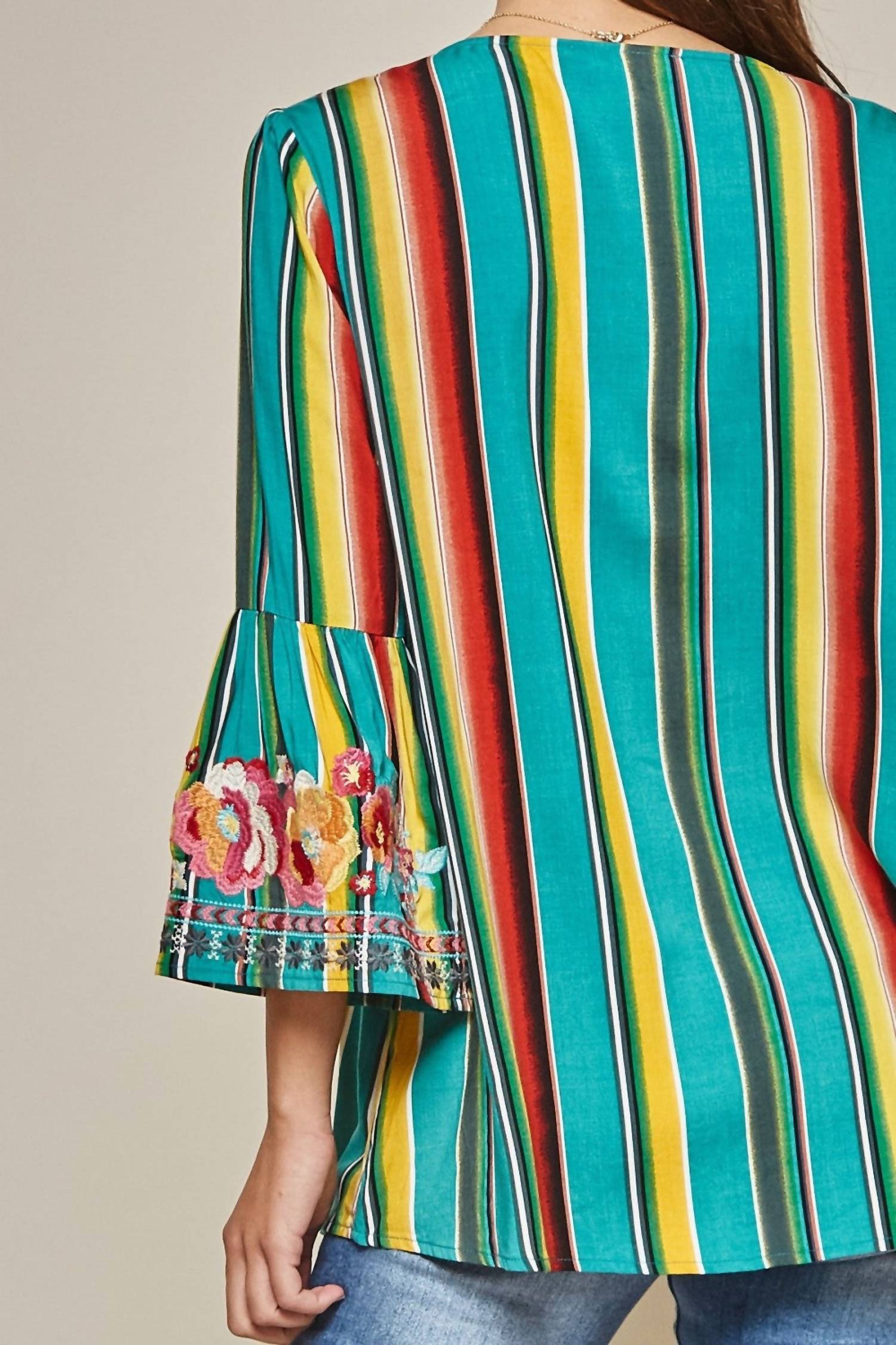 Andree By Unit - South Beach Striped Embroidered Top