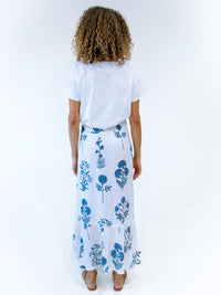 Erica Wilson Coast Wrap Skirt in bartletts floral blue - women's skirt - detail view