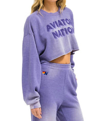 Aviator Nation - 3d Cropped Crew Relaxed Sweatshirt
