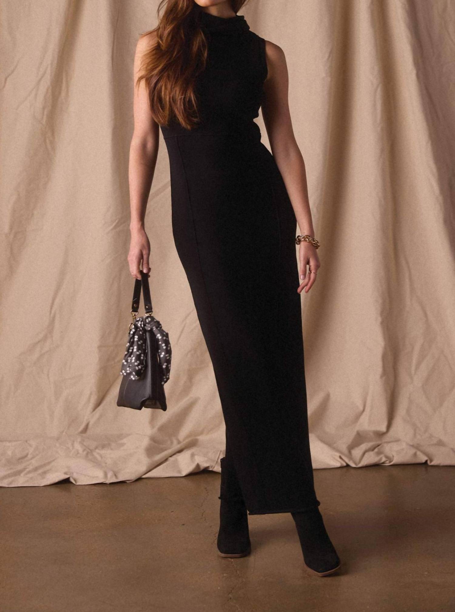 The Normal Brand Eloise Column Dress in black - women's dress