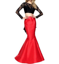 Sherri Hill Mermaid Lace Two Piece Gown in black red 1 - women's dress