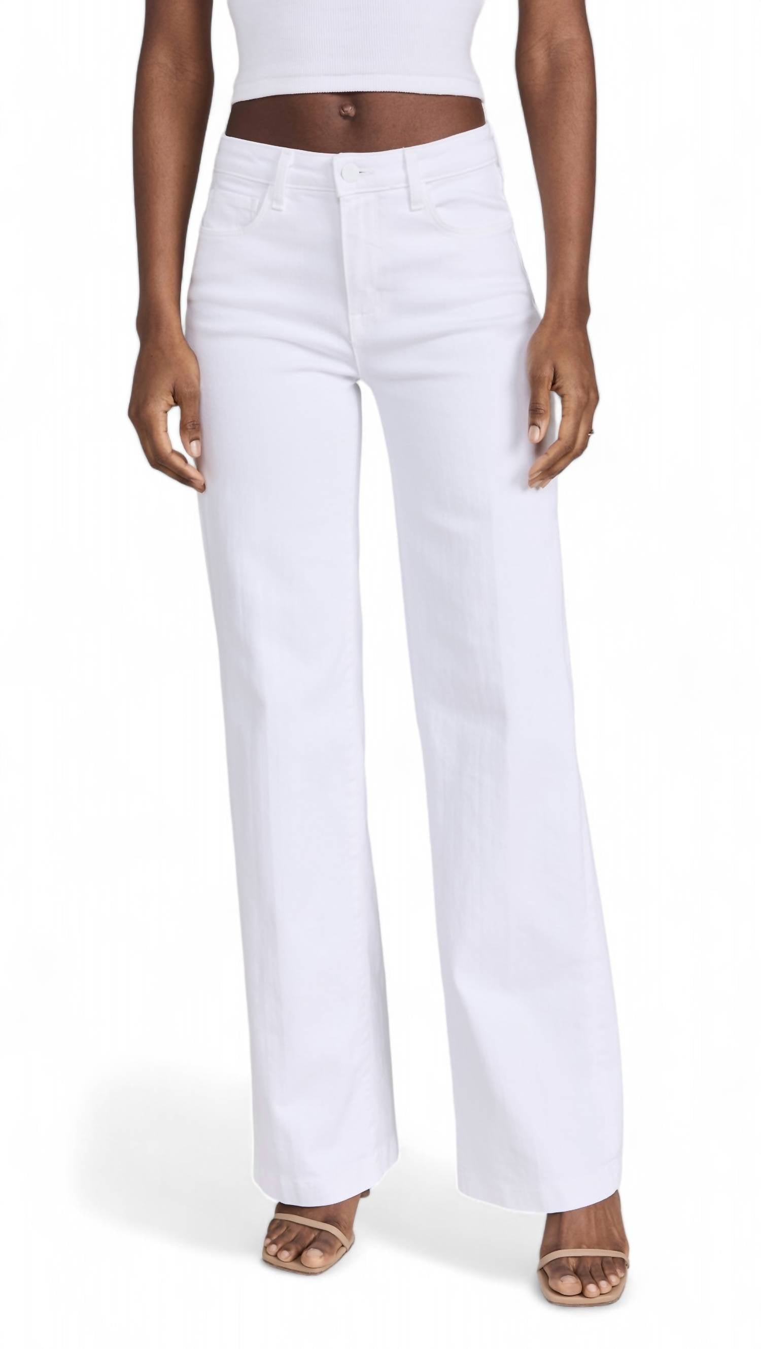 L'Agence Clayton Wide Leg Jeans in blanc - women's jeans