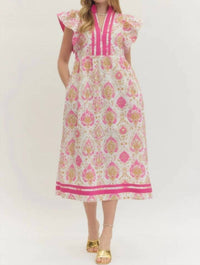 Entro - Botanical Print Midi Dress