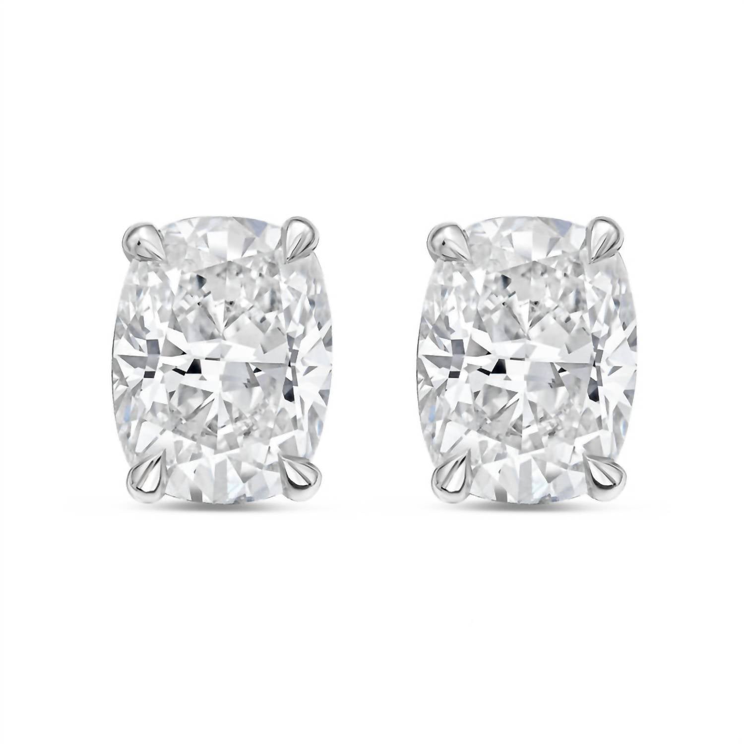 Diana M Jewels - Women's Cushion Lab-grown Diamond Stud Earrings (4.00 Tcw) - Signature Plus