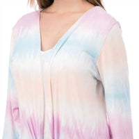 Jen & Co. Pastel Long Boho Kimono Wrap in stripe unicorn - women's scarf - detail view