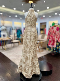 Daymor - Halter Embellished Sheath Evening Gown