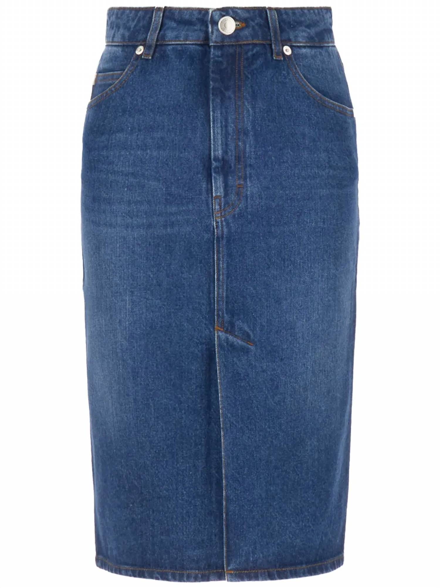 Ami - Women's Pencil Denim Midi Skirt