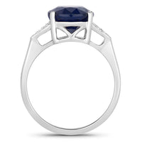 Diana M Jewels Women's Oval Natural Sapphire Fashion Ring (4.46 Ct) - Statement in 14k white gold - women's jewelry - detail view