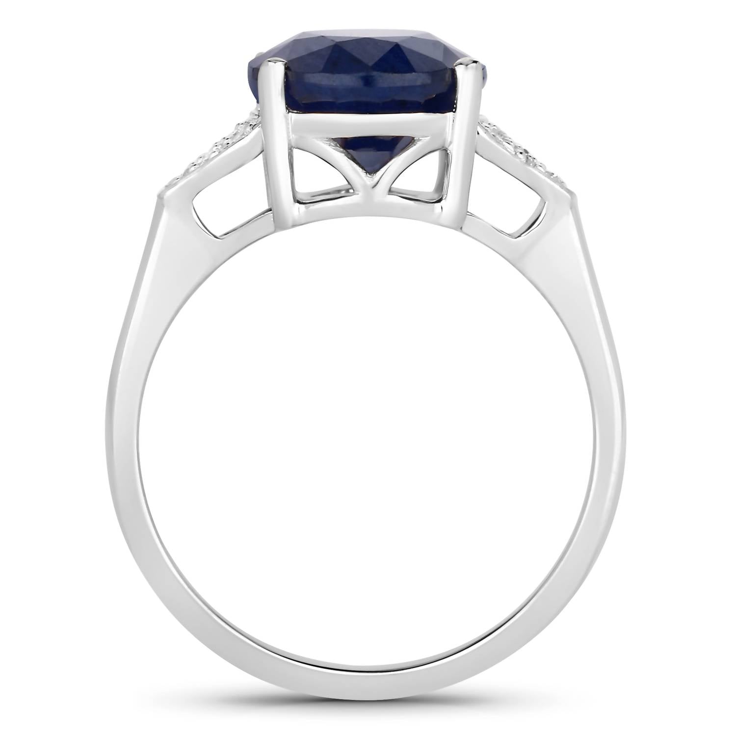 Diana M Jewels Women's Oval Natural Sapphire Fashion Ring (4.46 Ct) - Statement in 14k white gold - women's jewelry - detail view