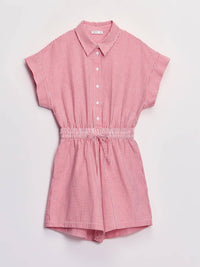 Elan - Gameday Pinstripe Button-down Romper