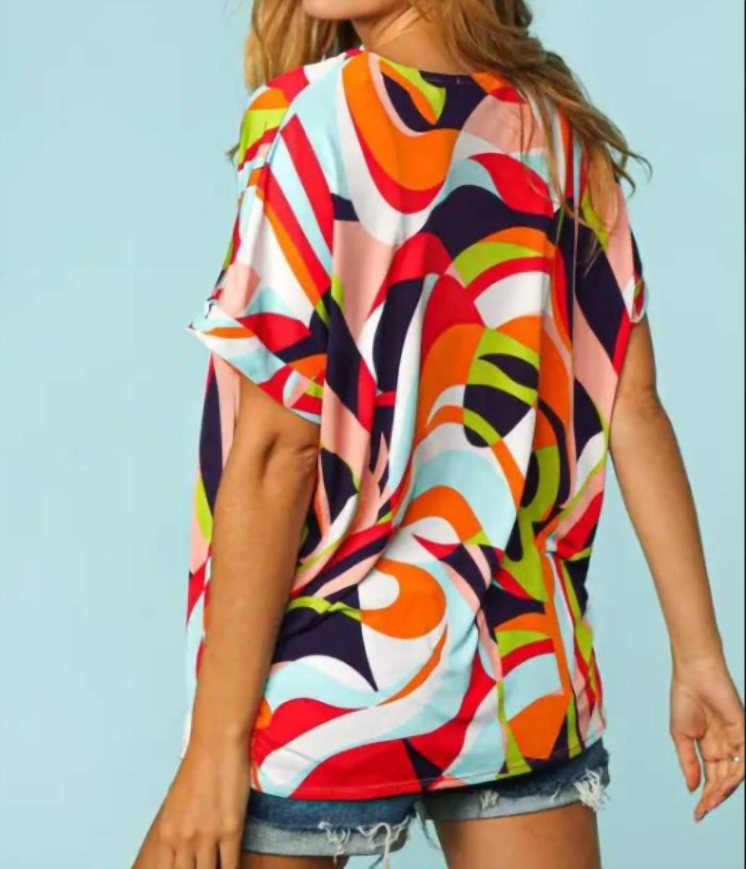 Haptics - Geometric Loose Fit Short Sleeve Top
