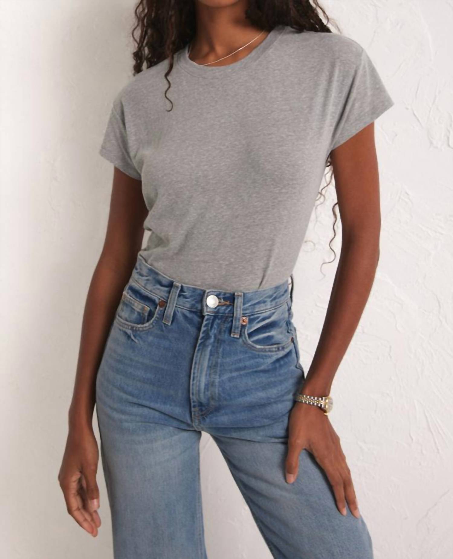Z Supply Modern Tri Blend Crew Neck Tee in classic heather grey - women's t-shirt