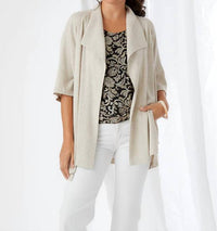 Karen Kane - Sabrina Short Sleeve Linen Blend Draped Jacket