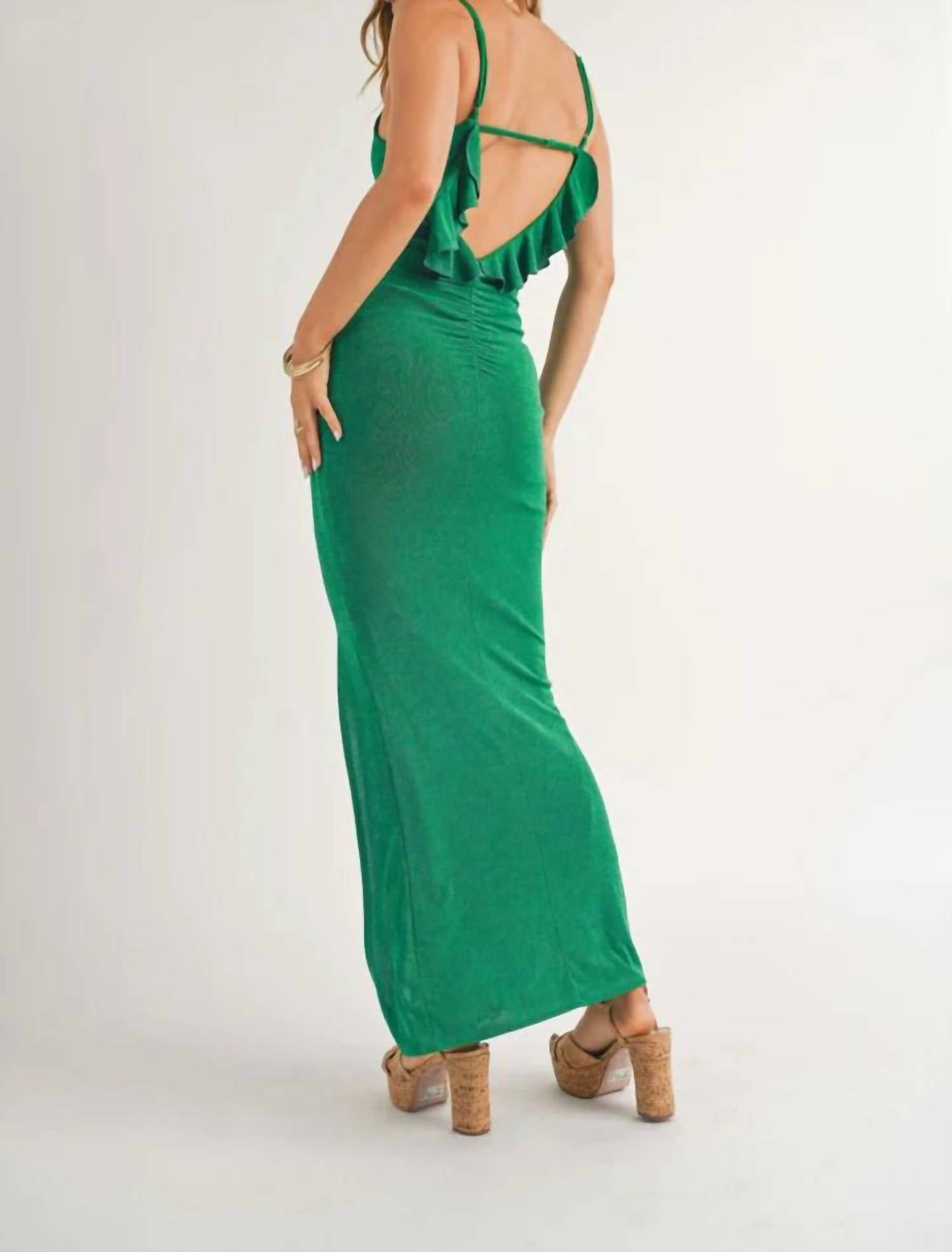 Sage The Label - Cacti Open Back Ruffled Maxi Dress