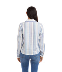 Karen Kane - Long Sleeve Eyelet Lace Up Top - Petite