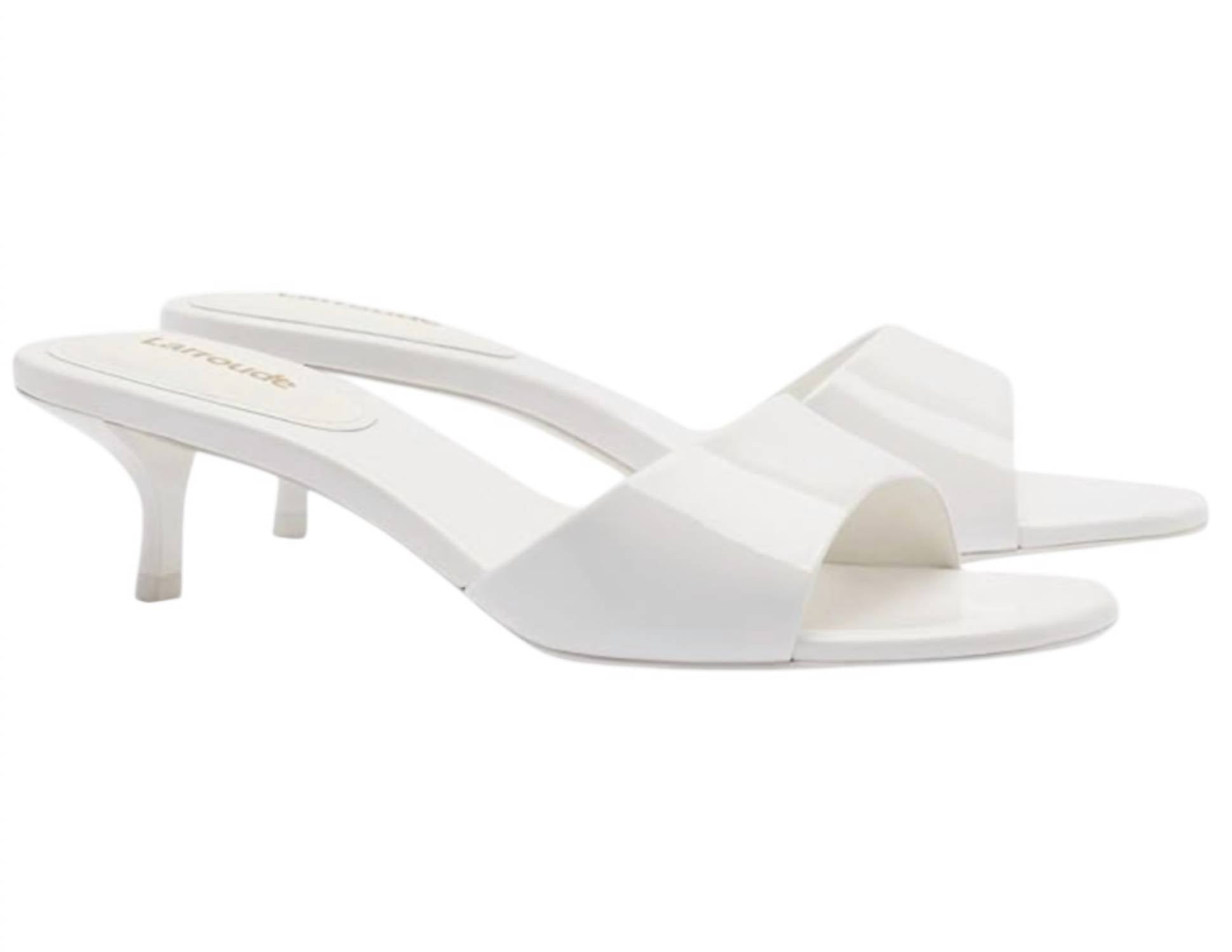 Larroude Women's Greta Mule Sandals in white - women's sandal - detail view