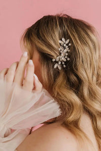ANDI Women's Alice Crystal Rhinestone Hair Comb in silver - women's accessory - detail view
