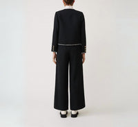 Suncoo Donna Collarless Basketweave Jacket in black 1 - women's cardigan - detail view