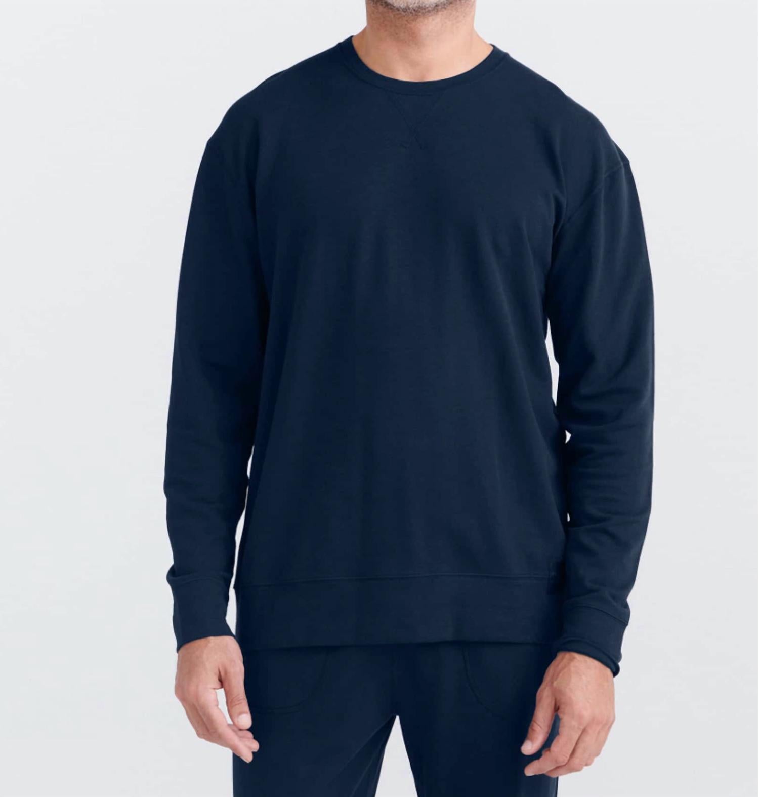 SAXX 3six Five Crew Sweatshirt in maritime blue - men's shirt
