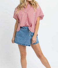 Karlie - Stripe Signature Vneck Collar Top
