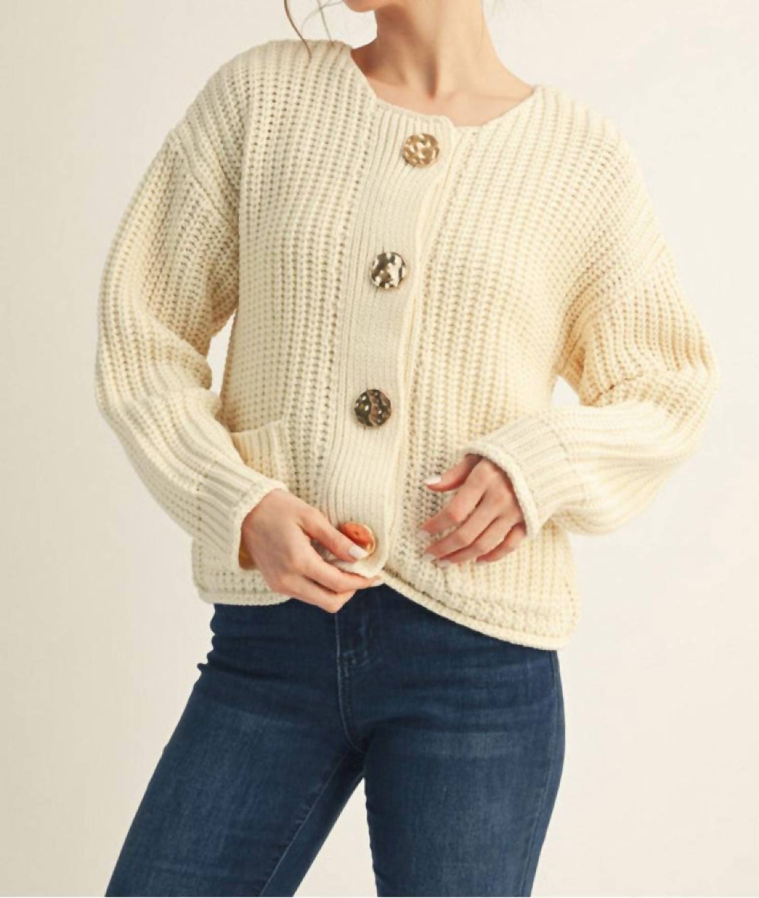 Jodifl Meadow Cardigan in cream gold - women's cardigan