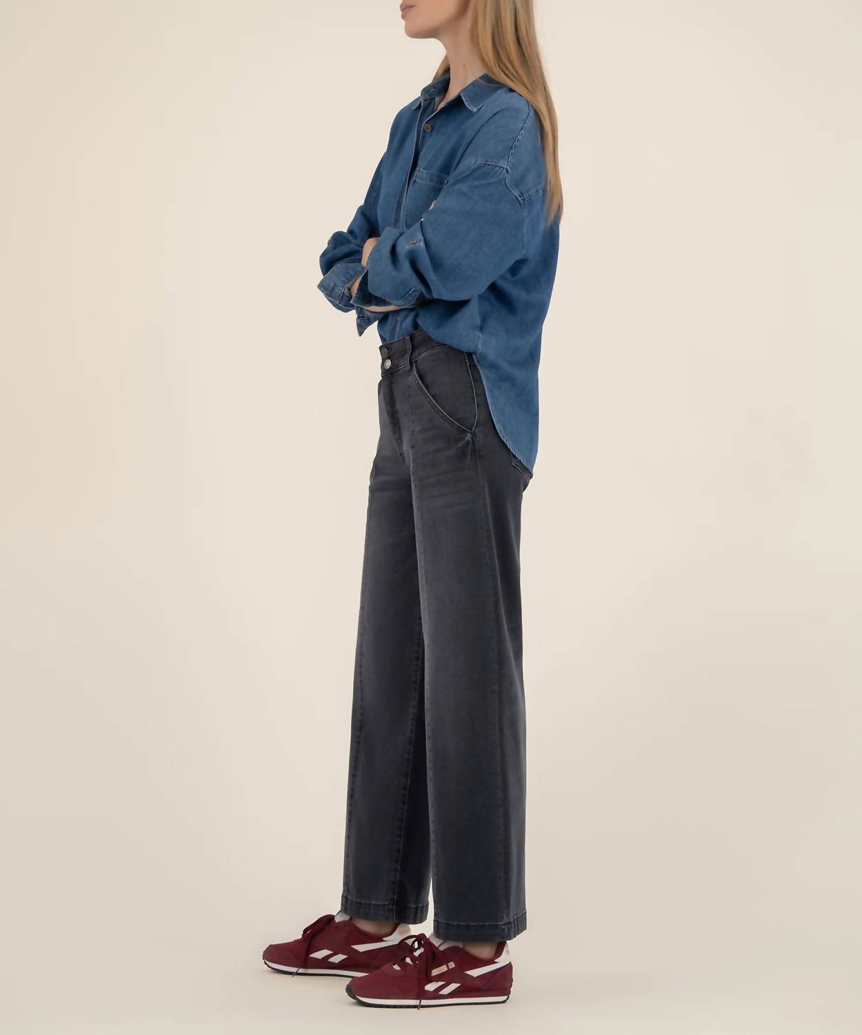 KUT FROM THE KLOTH Meg High Rise Wide Leg Jeans in enjoy grey - women's jeans - alternate view
