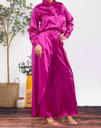 Karen T Design - Button Down Shirt And Open Pants Set
