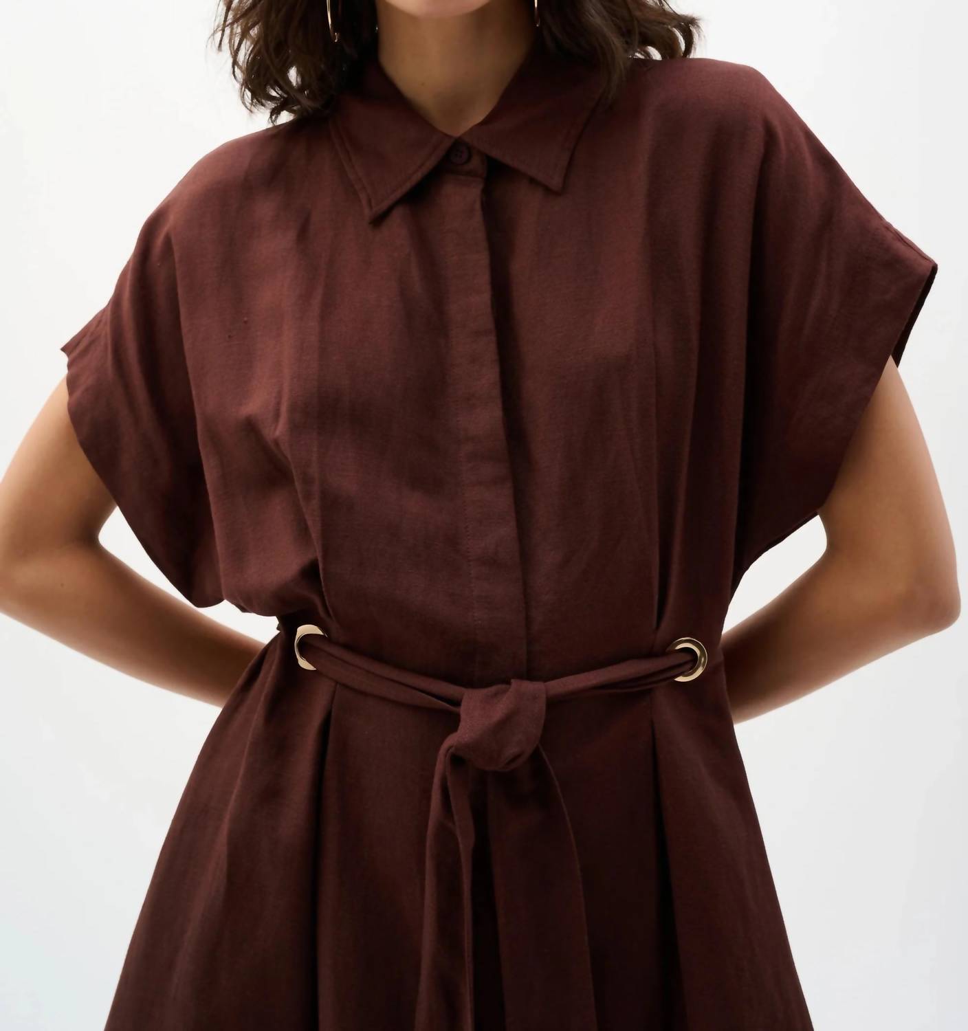 Joseph Ribkoff - Belted Linen Midi Fit And Flare Dress