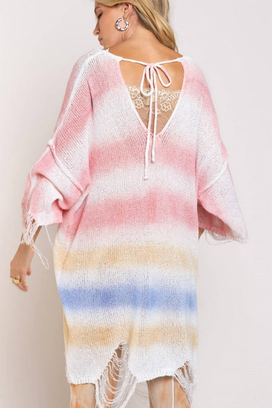Rainbow Distressed Cardigan