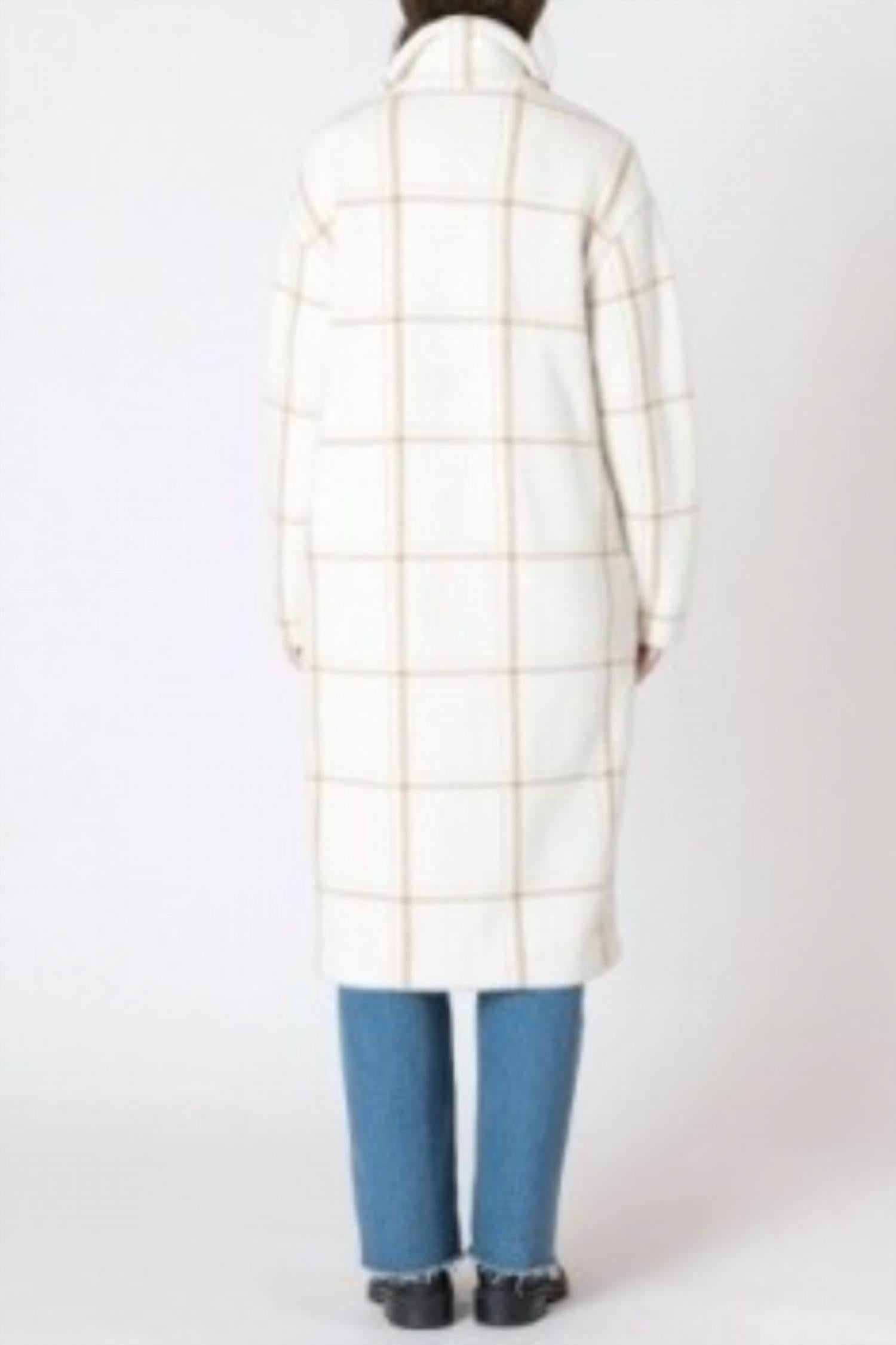 Dex Women's Longline Soft Sweater Coat in cream - women's jacket - detail view