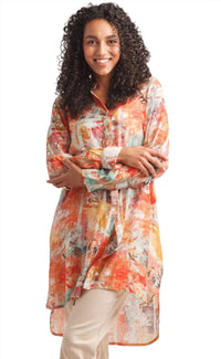 Papillon - Vintage Floral Tunic With Tab Sleeves