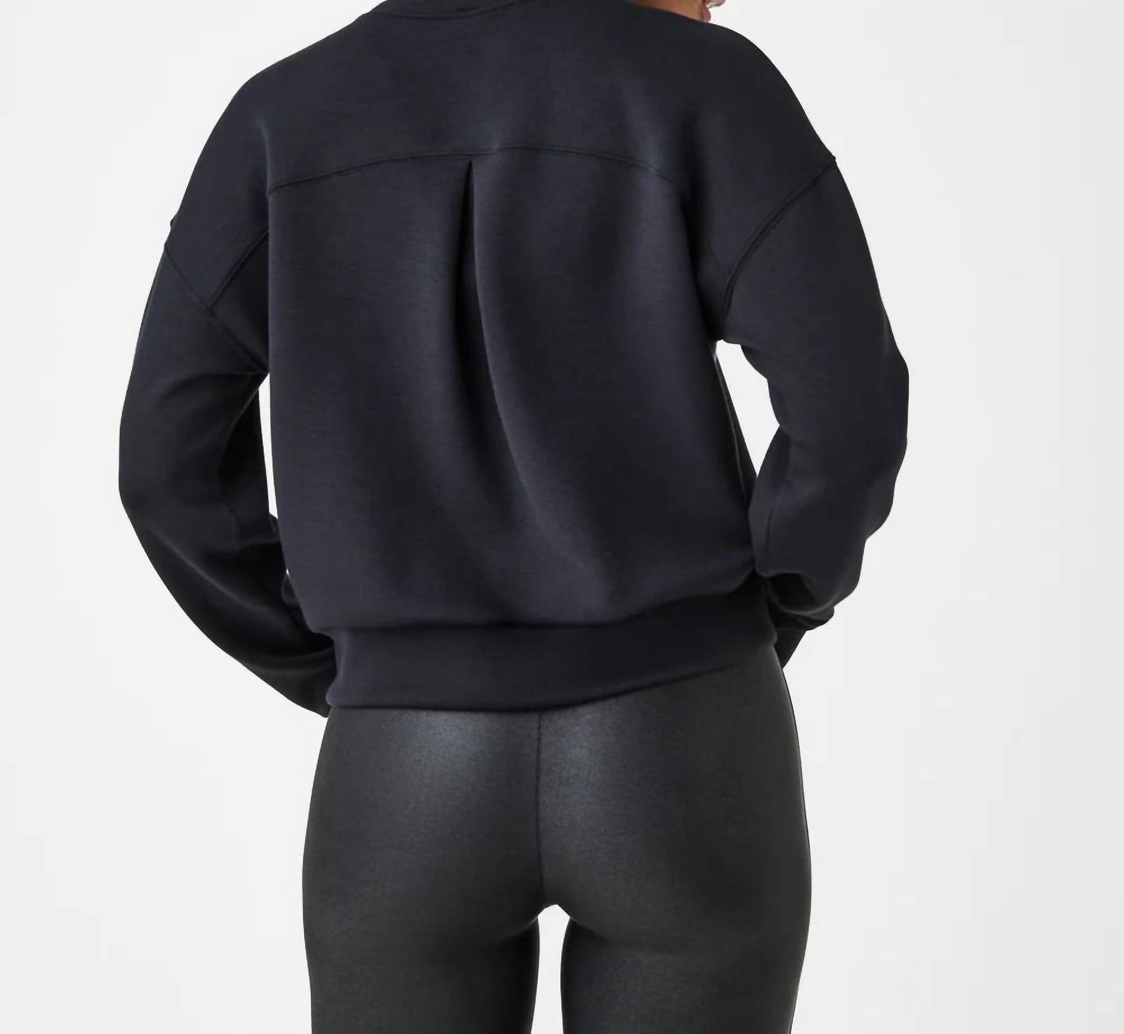 Spanx Airessentials Crew Pullover in very black - women's top - detail view