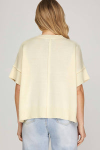 She + Sky - Half Sleeve Sweater Top