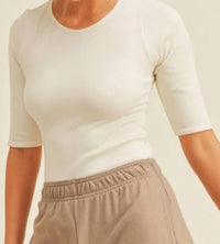 Kimberly C - Short Sleeve Ribbed Bodysuit