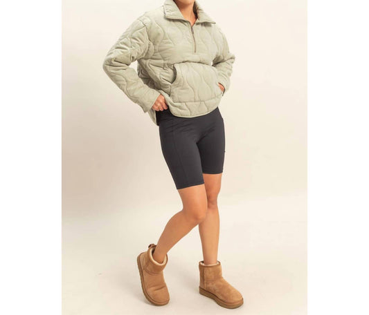 Double Zero - Quilted Half Zip High Neck Pullover Jacket