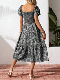 Lovesoft - Floral Square Neck Smocked Maxi Summer Dress